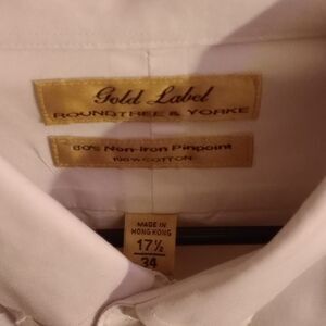 MENS ROUNDTREE & YORKE GOLD LABEL LAVENDER BUTTON UP SHIRT SIZE 17.5/34